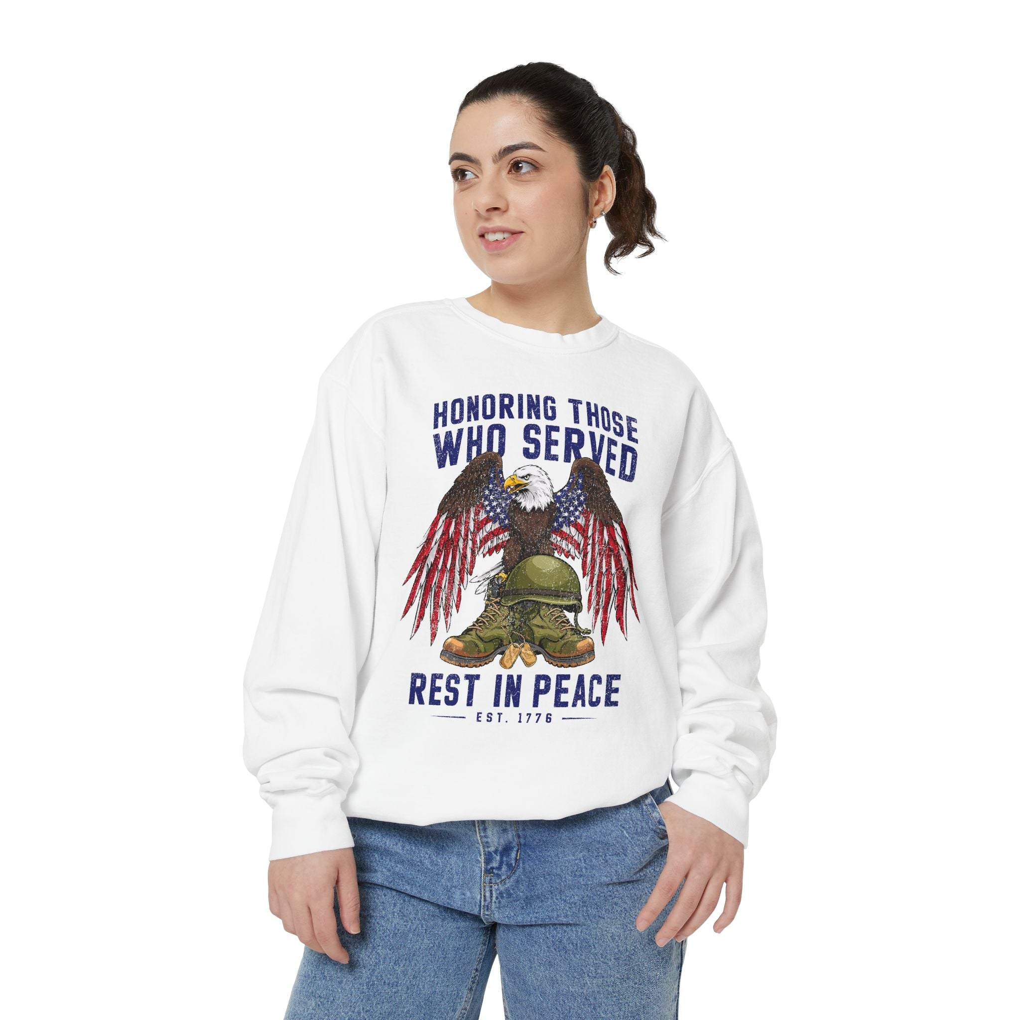 Honoring Those Who Served Sweatshirt, Military Memorial Crewneck, Fallen Soldier Tribute, Veteran Remembrance Gift, Patriotic Eagle Top