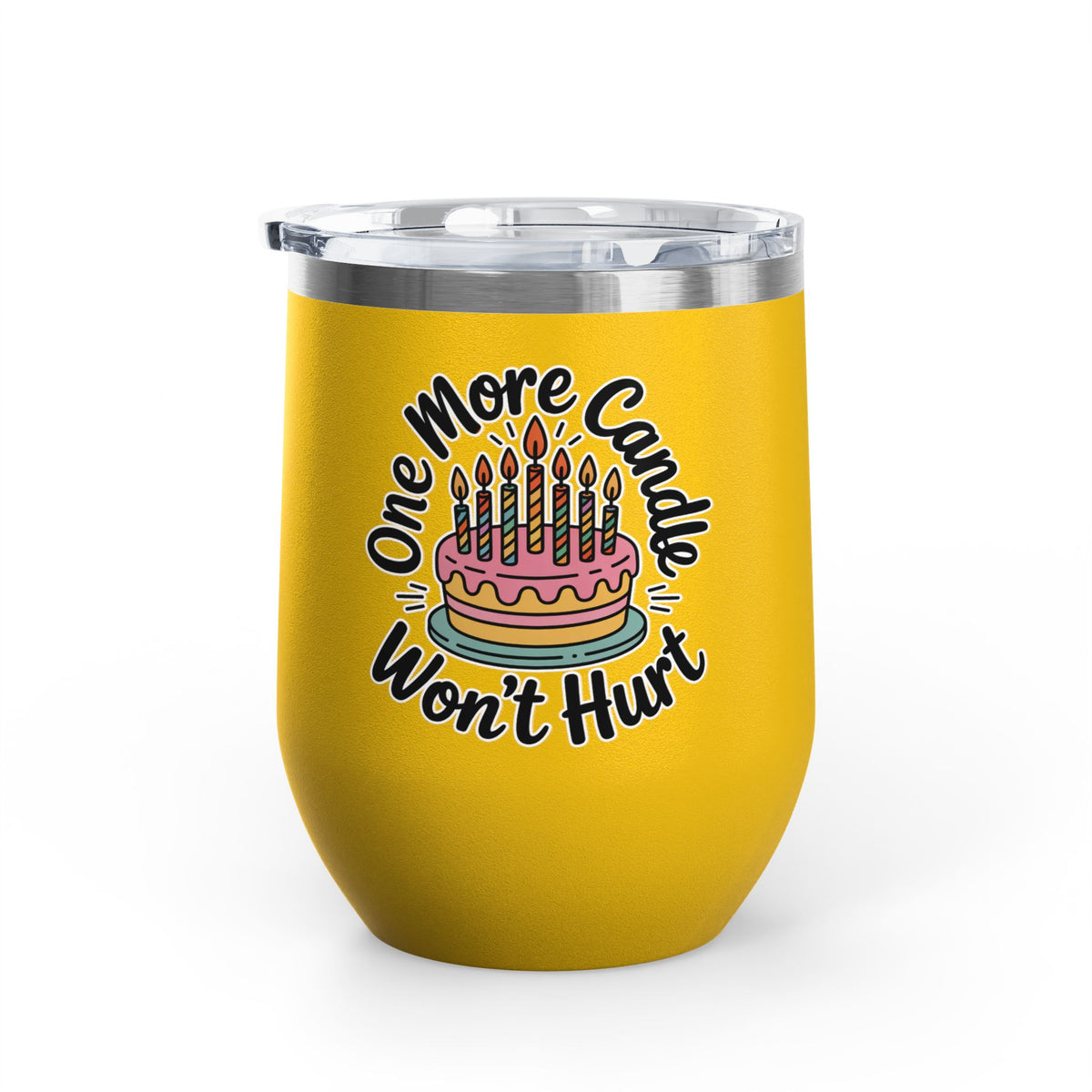 Funny Birthday Wine Tumbler, One More Candle Won't Hurt Cake Design, Getting Older Gift for a Best Friend or Coworker Who Loves a Laugh