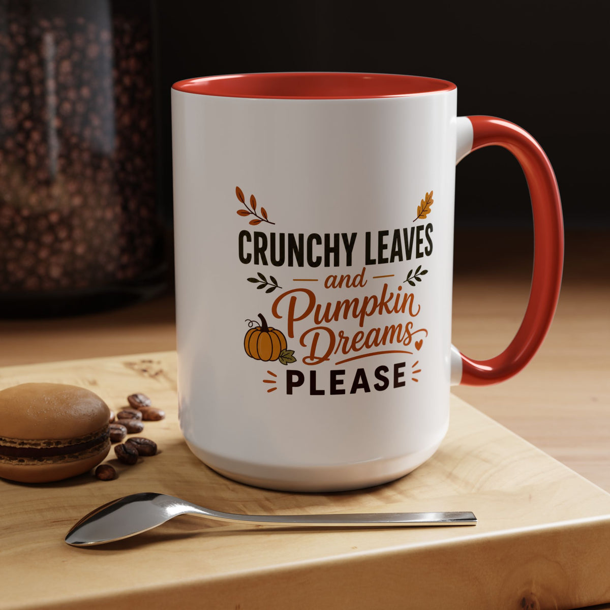 Cozy Air and Crunchy Leaves Mug, Pumpkin Dreams Fall Coffee Cup, Autumn Lover Gift for Her, Cute Seasonal Drinkware and Decor