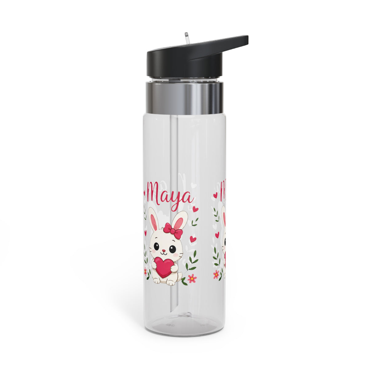 Personalized Bunny Kids Water Bottle, Cute Rabbit Girl Gift, Valentine Animal Bottle, Baby Birthday Gift, Pink School Bottle for Girls