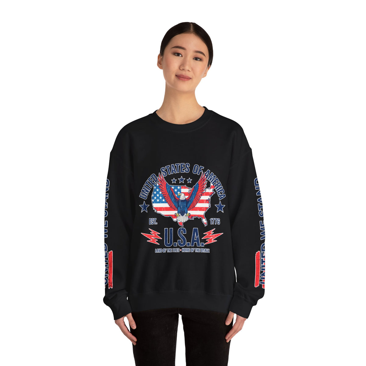 United We Stand Sweatshirt, American Eagle USA Pullover, Patriotic Flag Top, Vintage Americana Clothing, Fourth of July Gift for Women