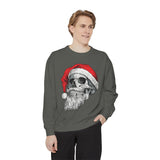 Skull Santa Sweatshirt, Gothic Christmas Crewneck, Creepy Holiday Skeleton Pullover, Alternative Xmas Gift for Metalhead or Horror Fan