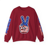 United in Peace Sweatshirt, Patriotic Peace Sign Crewneck, American Flag Pullover, USA 250th Anniversary Outfit, Fourth of July Gift