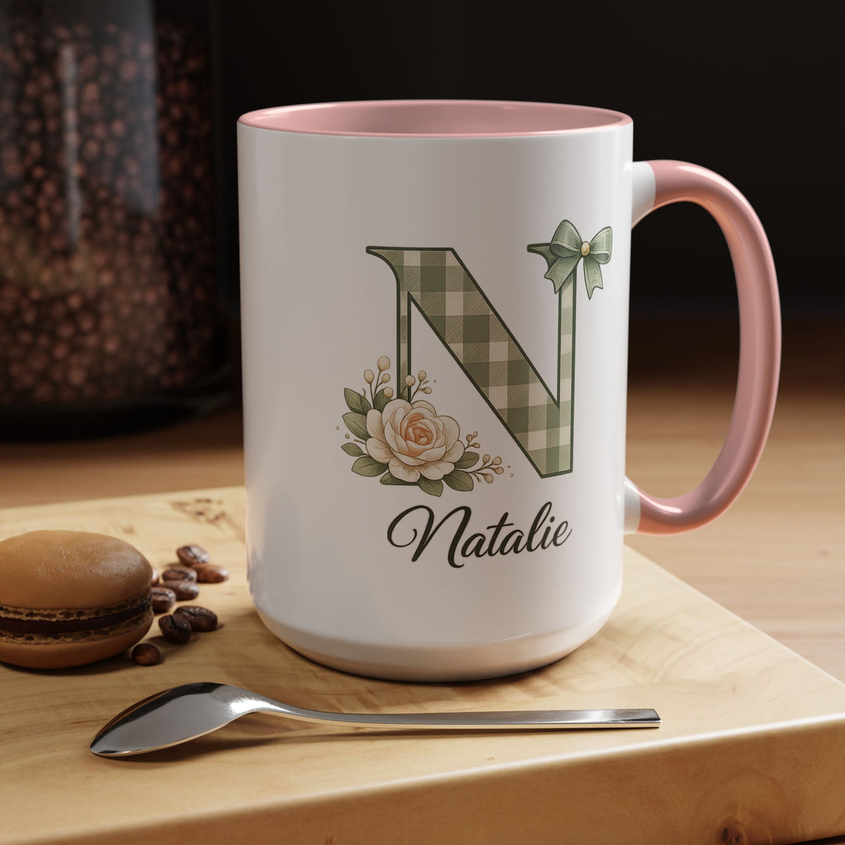 Personalized Monogram Mug with Custom Name, Floral Initial Coffee Mug for Women, Custom Letter Cup, Birthday Gift for Her, Bridesmaid Gift