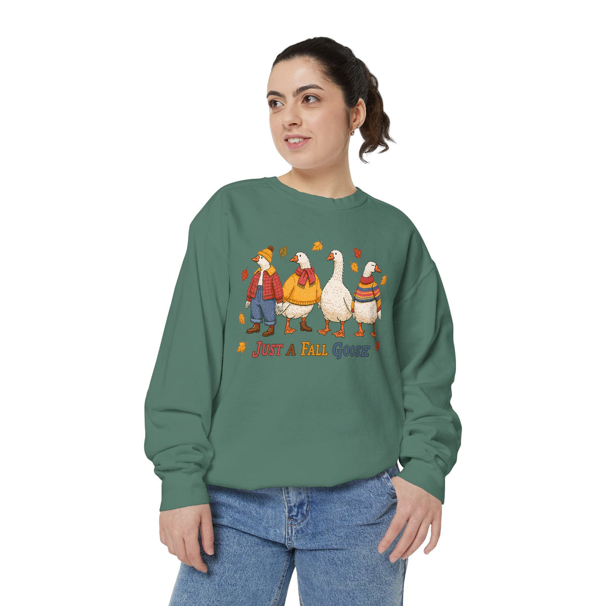 Funny Fall Goose Sweatshirt, Just a Fall Goose Autumn Pullover, Cute Cozy Gift for Bird Lover, Thanksgiving and October Outfit for Her