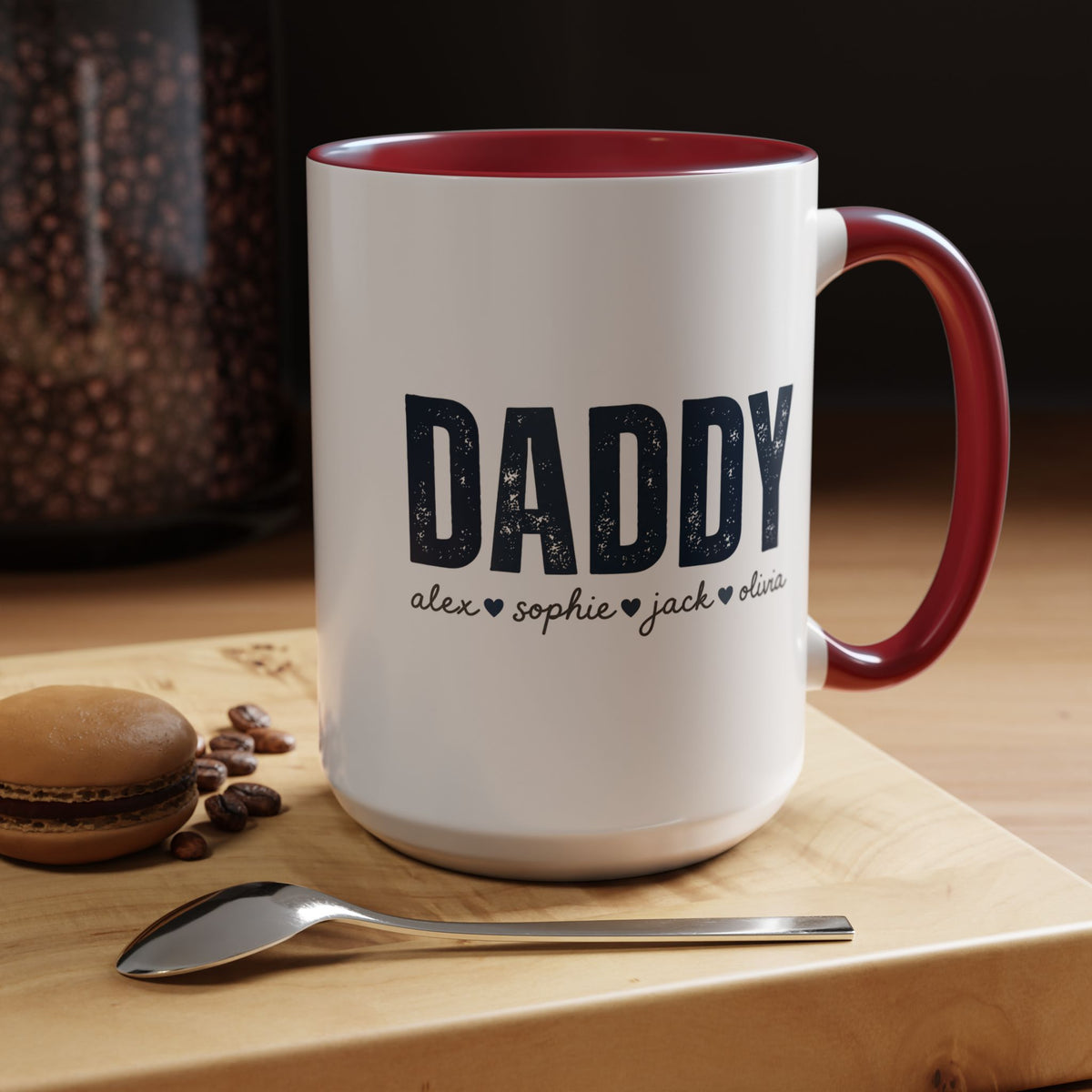 Personalized Daddy Coffee Mug with Kids Names, Custom Dad Mug Gift from Children, Father's Day Coffee Cup, Birthday Gift for Daddy