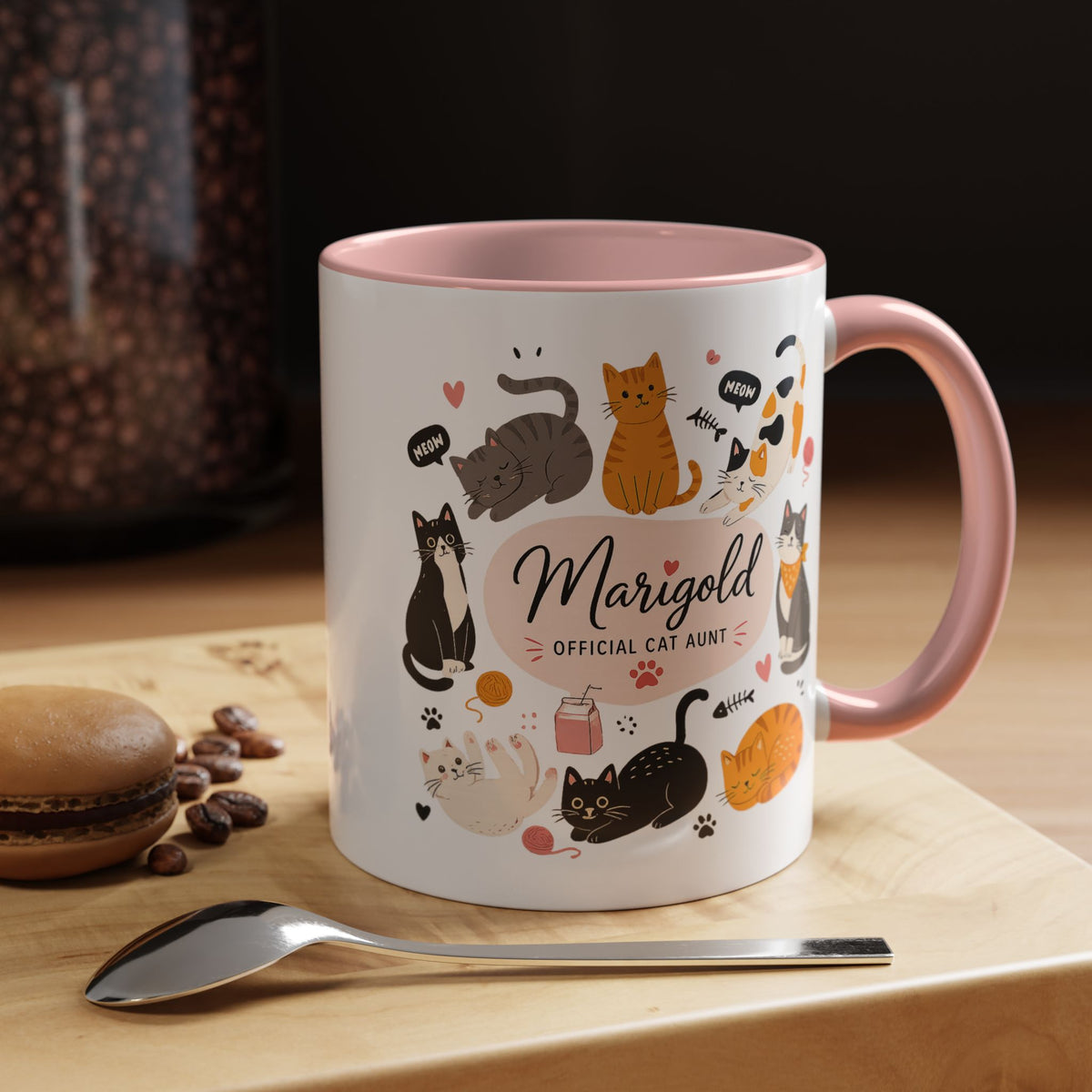 Personalized Cat Aunt Coffee Mug, Custom Cat Mom Style Mug with Name, Official Cat Aunt Gift, Cat Lover Coffee Cup, Pet Owner Mug