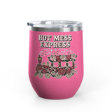 Hot Mess Express Wine Tumbler, Floral Drinkware, Funny Gift for Busy Moms, Besties, Coworkers and Chaos Coordinators