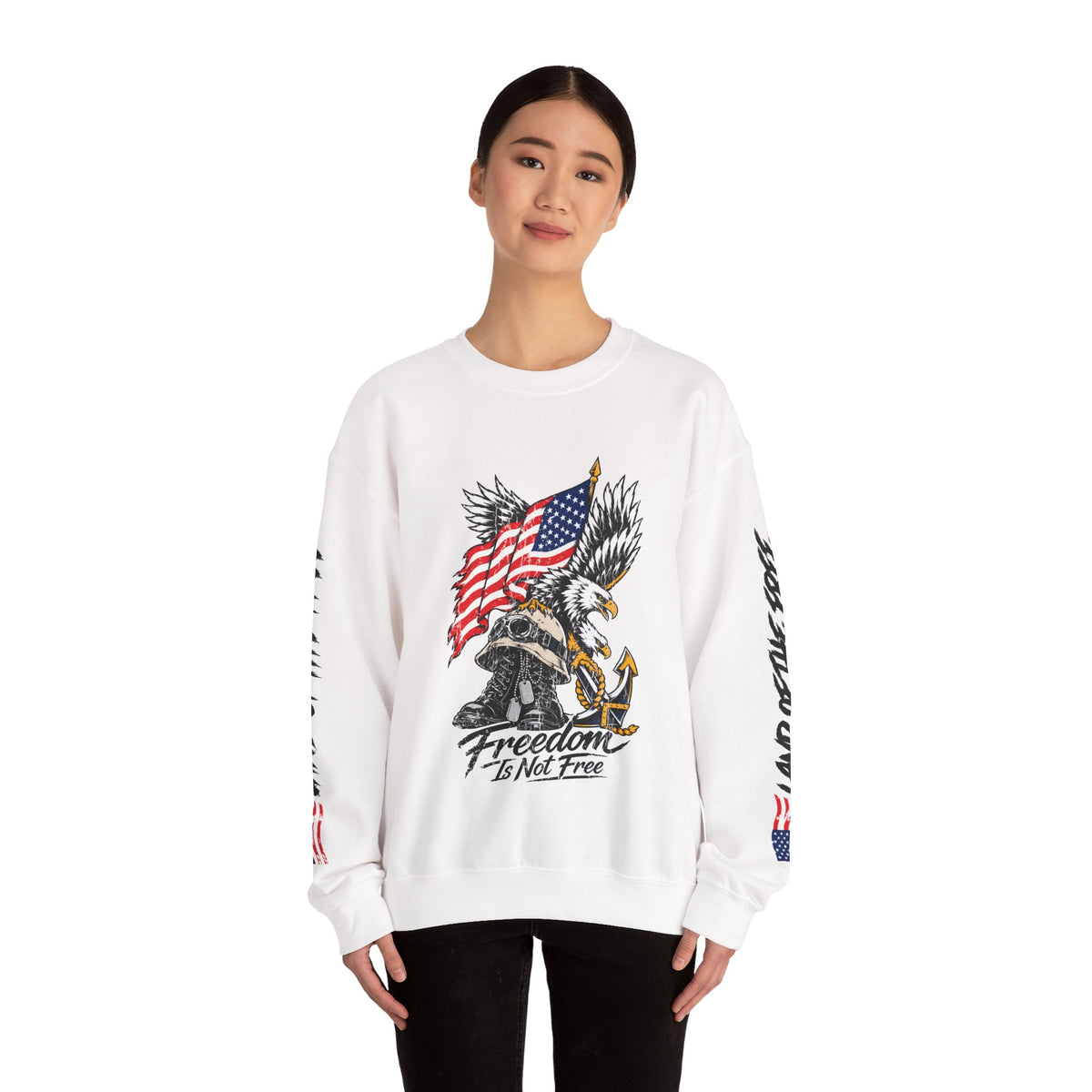 Freedom Is Not Free Sweatshirt, Patriotic Eagle Pullover, American Flag Military Style, Veterans Gift, USA Pride, Americana Clothing