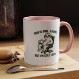 Funny Sloth Coffee Mug, This Is Fine I Guess But I'm Still Tired Mug, Exhausted Office Worker Gift, Introvert Coffee Lover Cup