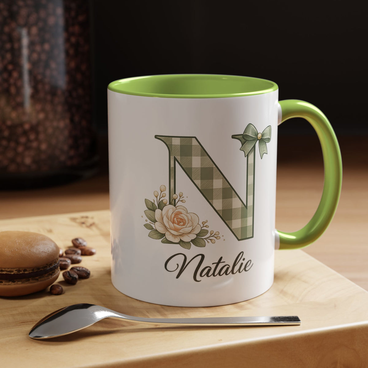 Personalized Monogram Mug with Custom Name, Floral Initial Coffee Mug for Women, Custom Letter Cup, Birthday Gift for Her, Bridesmaid Gift
