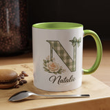 Personalized Monogram Mug with Custom Name, Floral Initial Coffee Mug for Women, Custom Letter Cup, Birthday Gift for Her, Bridesmaid Gift
