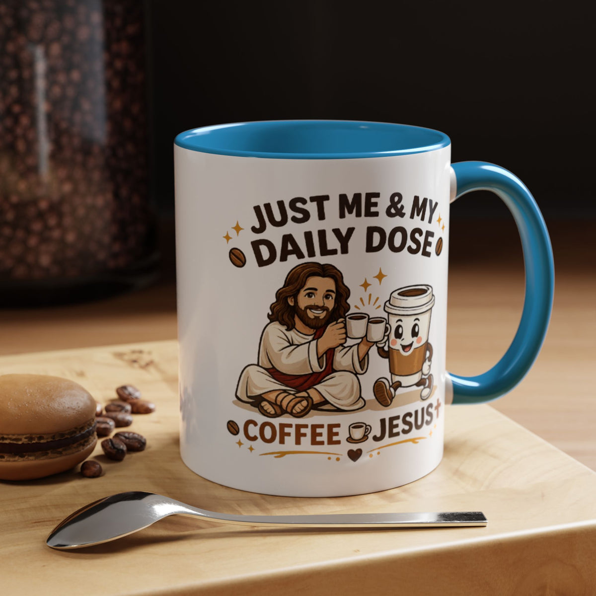 Christian Coffee Lover Mug, Just Me and My Daily Dose Coffee and Jesus Mug, Faith Based Coffee Mug, Christian Gift for Women Me