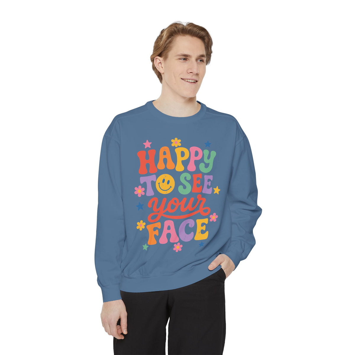 Happy to See Your Face Sweatshirt, Colorful Teacher Crewneck, Retro Classroom Shirt, Back to School Outfit, Educator Appreciation Gift