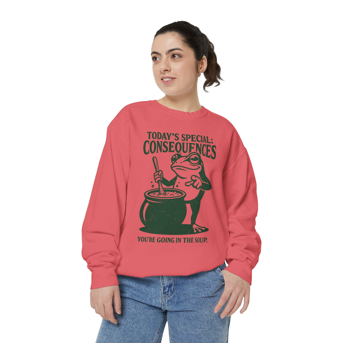 Funny Frog Comfort Colors Sweatshirt, Today's Special Consequences Graphic Crewneck, Sarcastic Meme Sweatshirt Gift