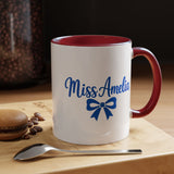 Personalized Teacher Name Mug, Custom Teacher Coffee Mug with Bow Design, Teacher Appreciation Gift, Classroom Desk Mug for Educators