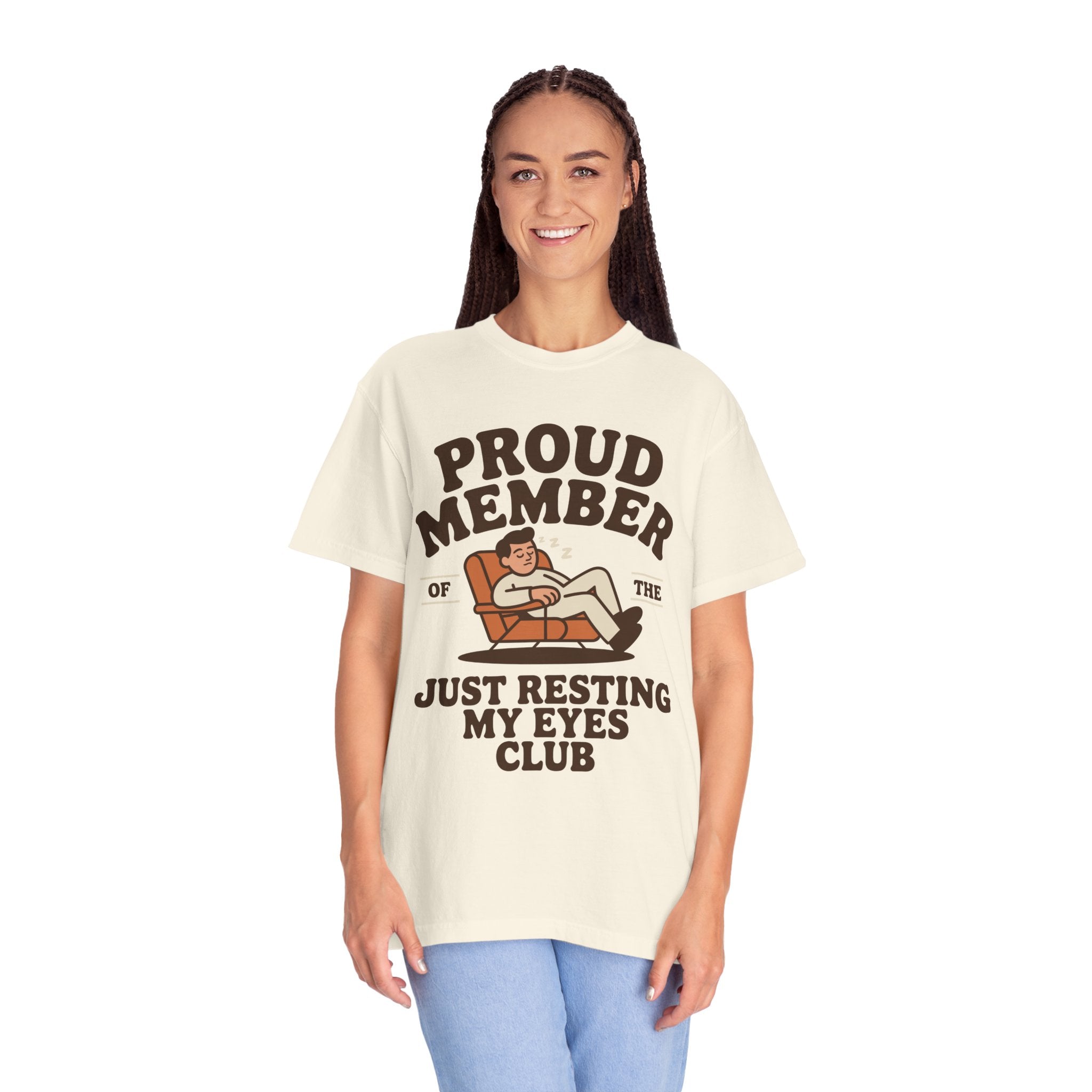 Funny Nap Lover Comfort Colors Shirt, Just Resting My Eyes Club Tee, Tired Adult Humor Shirt, Relaxation Graphic Tee Gif