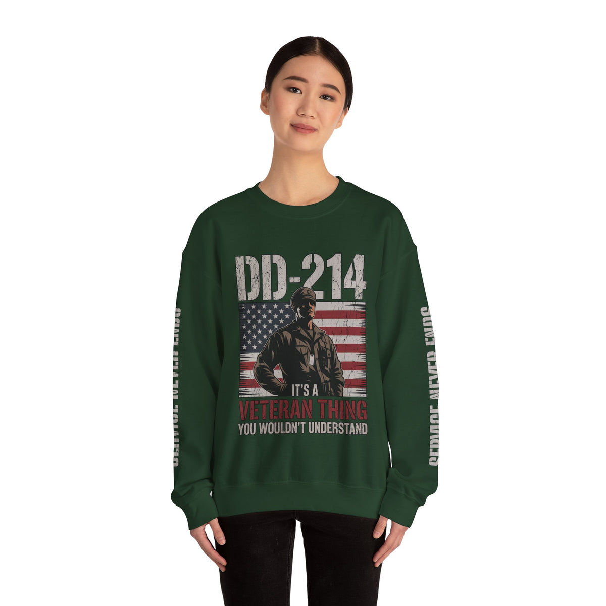 DD-214 Veteran Sweatshirt, Military Veteran Crewneck, American Flag Pullover, Veteran Gift for Him, Patriotic Fourth of July Top