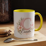 Personalized Initial Name Mug, Custom Floral Monogram Coffee Mug for Women, Butterfly Letter Cup, Birthday Gift for Her, Bridesmaid Mug