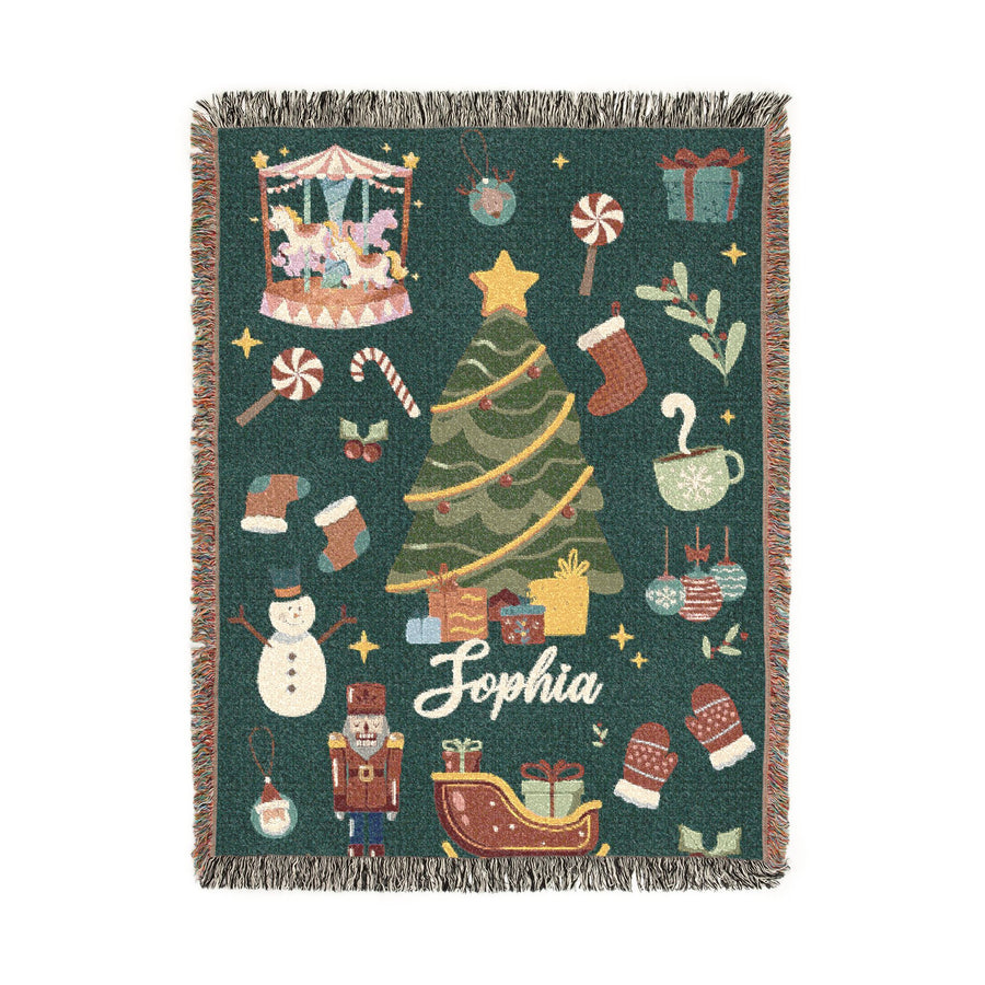 Vintage Christmas Tree Blanket, Retro Holiday Throw for Cozy Winter Home Decor, Whimsical Festive Sofa Blanket, Christmas Gift for Family