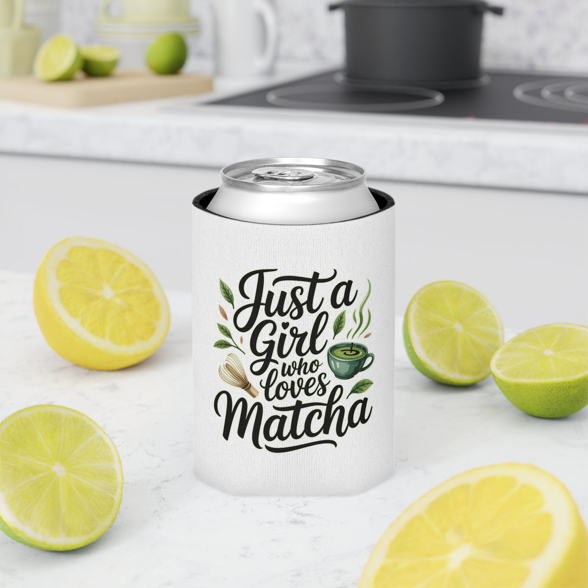 Matcha Lover Can Cooler, Just a Girl Who Loves Matcha, Cute Green Tea Drink Holder, Matcha Gift for Her, Cafe Lover Gift, Tea Party Favor