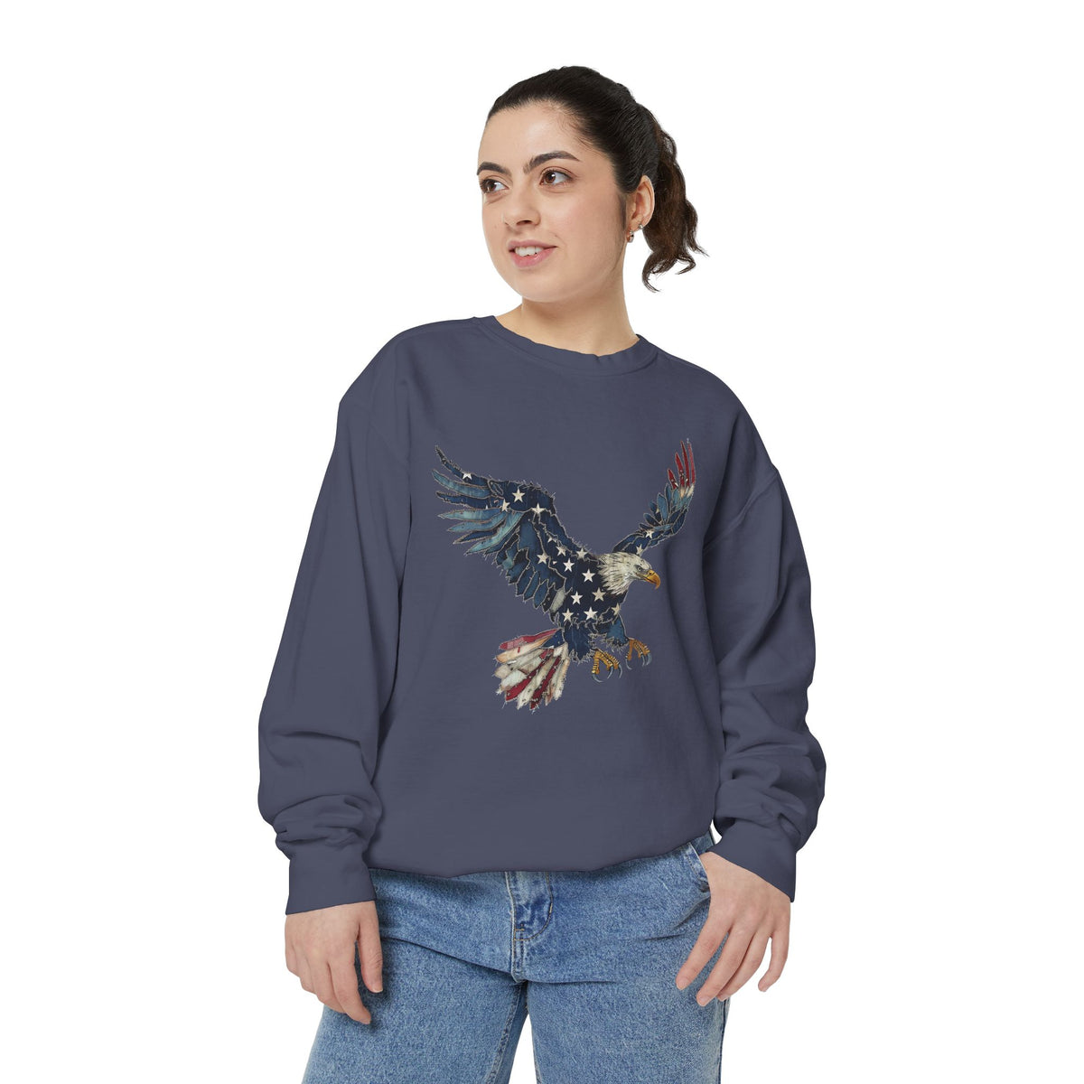 Patriotic Eagle USA Flag Sweatshirt, American Pride Pullover, Fourth of July Gift, Vintage USA Crewneck for Men Women