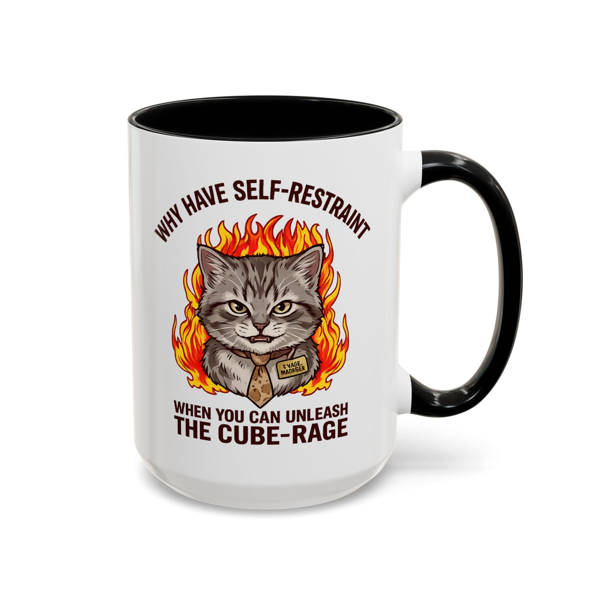 Funny Angry Cat Coffee Mug, Cube Rage Office Mug, Cat Lover Humor Gift, Workplace Stress Mug, Coworker Gift for Cat Owners