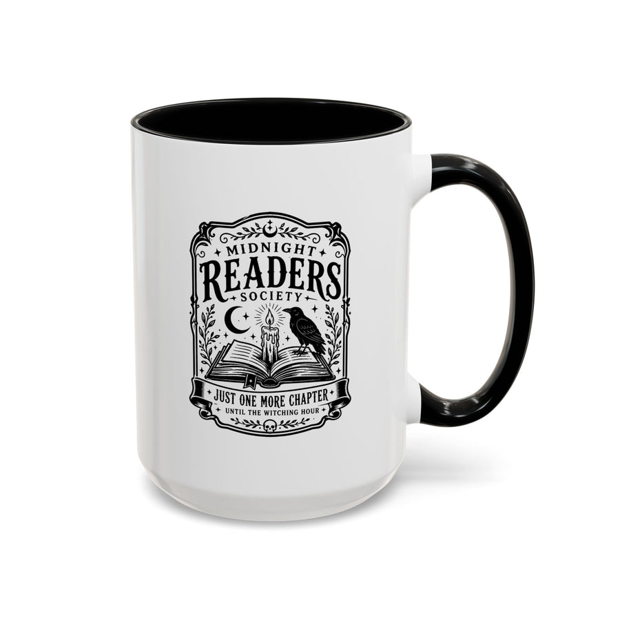 Midnight Readers Society Mug, Gothic Raven Book Black Accent Coffee Cup, Dark Academia Gift for Book Lover, Librarian or Night Reader