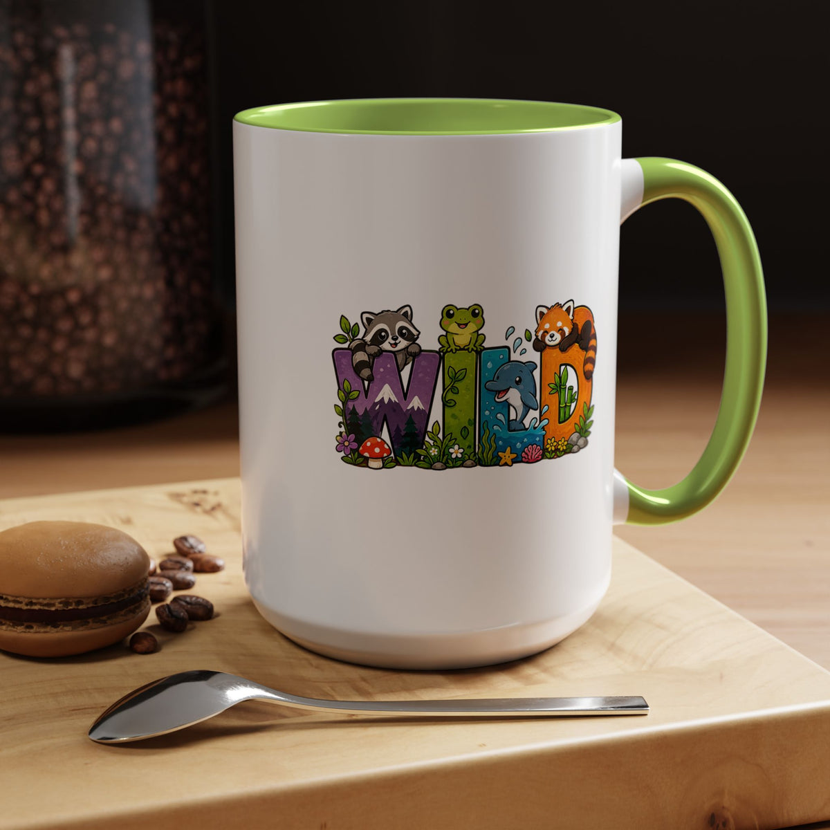 Wild Animal Mug, Colorful Nature Coffee Cup, Cute Wildlife Lover Gift for Kids, Zoo Teacher Classroom Drinkware, Birthday Present for Kids