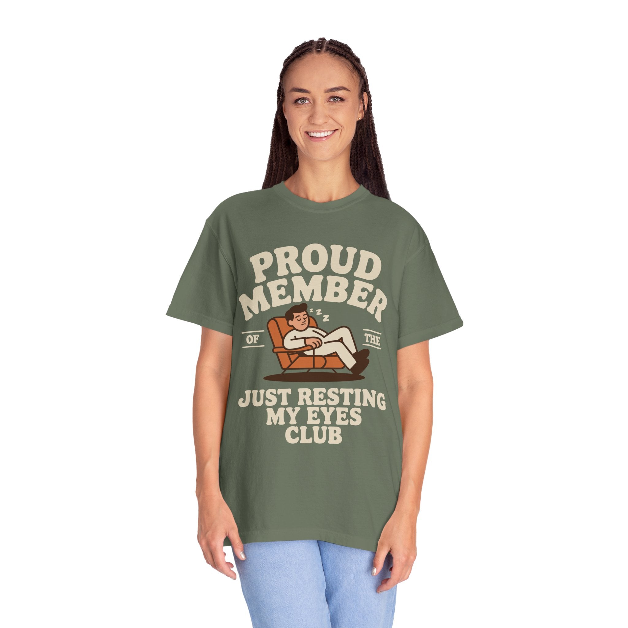 Funny Nap Lover Comfort Colors Shirt, Just Resting My Eyes Club Tee, Tired Adult Humor Shirt, Relaxation Graphic Tee Gif