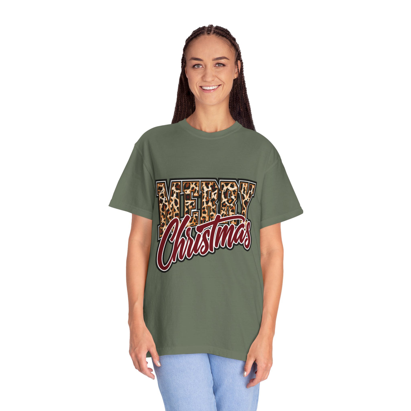 Merry Christmas Leopard Print Shirt, Trendy Holiday T-Shirt, Cheetah Lettering Xmas Tee, Festive Gift for Women, Mom, Teacher or Friend