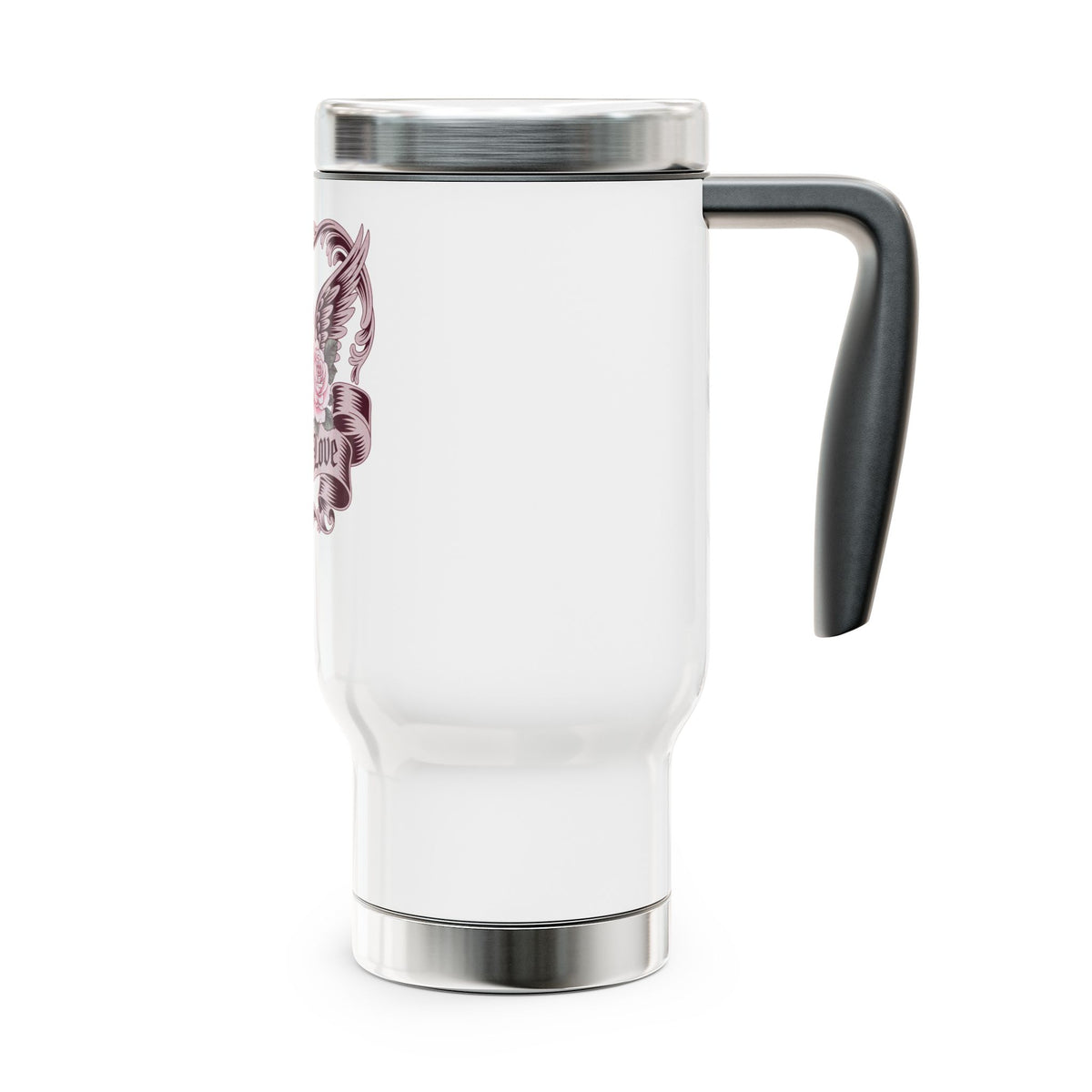 Gothic Rose Stainless Steel Travel Mug, Eternal Love Winged Rose Cup, Romantic Gift for Her, Vintage Dark Romance Drinkware