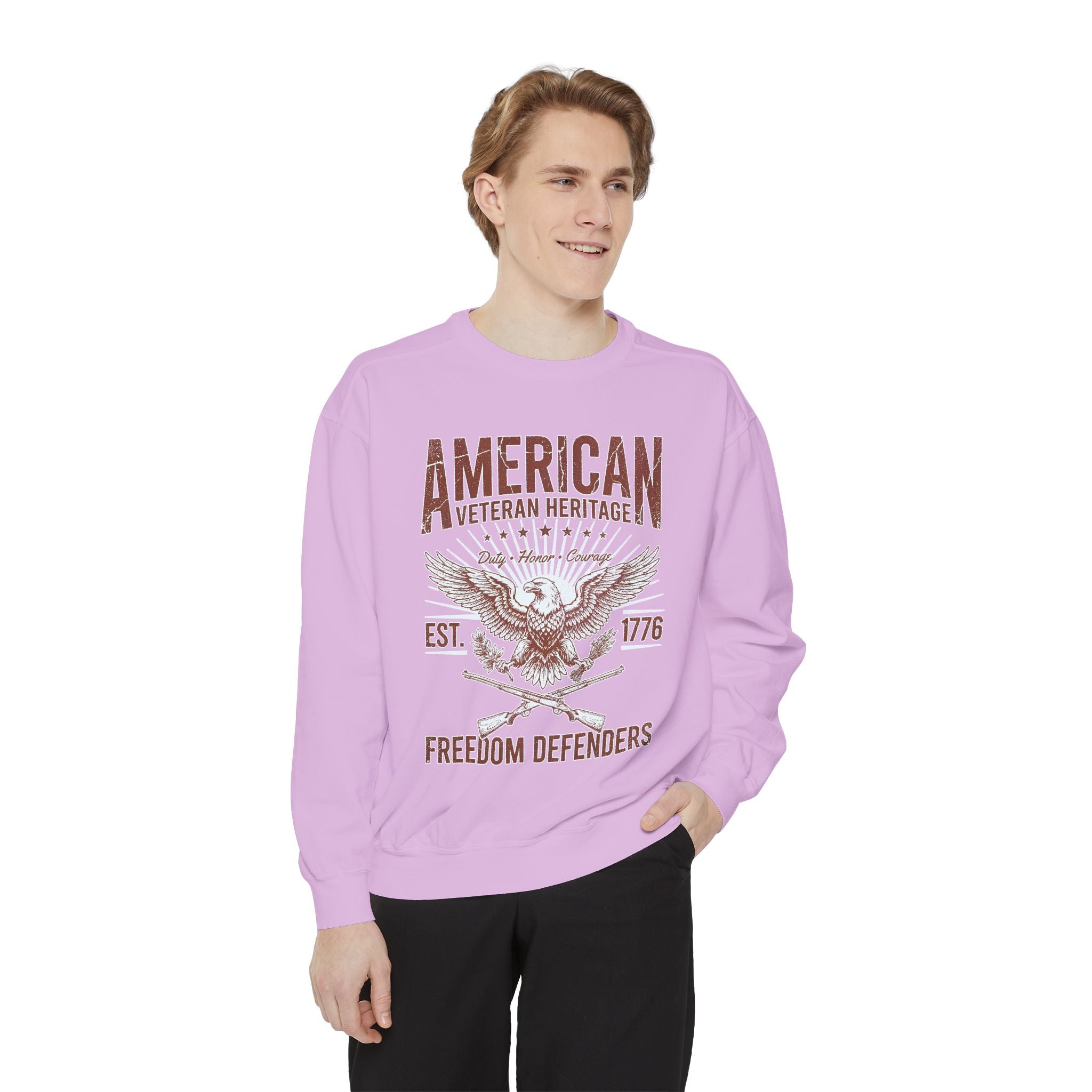 American Veteran Heritage Sweatshirt, Freedom Defenders Crewneck, Patriotic Eagle Gift, Veterans Day or Military Retirement Pullover