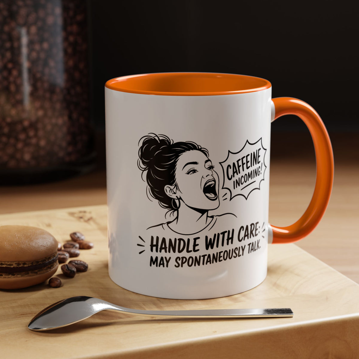 Funny Coffee Lover Mug, Caffeine Incoming Coffee Cup, Handle With Care Mug, Funny Coworker Gift, Office Humor Mug for Women