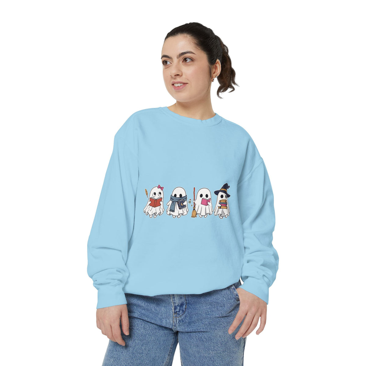 Bookish Ghost Sweatshirt, Cute Halloween Reading Crewneck, Spooky Book Lover Gift for Teacher, Librarian Fall Outfit, Cozy Reader Shirt