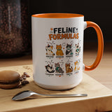 Funny Cat Science Coffee Mug, Feline Formulas Cat Lover Mug, Chemistry Cat Gift, Nerdy Cat Mom Cup for Scientists & Students