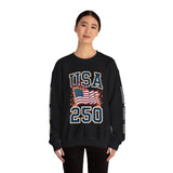 USA 250 Sweatshirt, American Flag Crewneck, Patriotic Pullover, USA 250th Anniversary Gift, Fourth of July Shirt, Americana Top