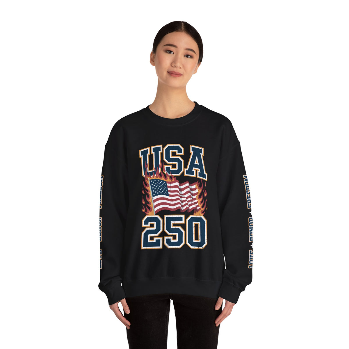 USA 250 Sweatshirt, American Flag Crewneck, Patriotic Pullover, USA 250th Anniversary Gift, Fourth of July Shirt, Americana Top