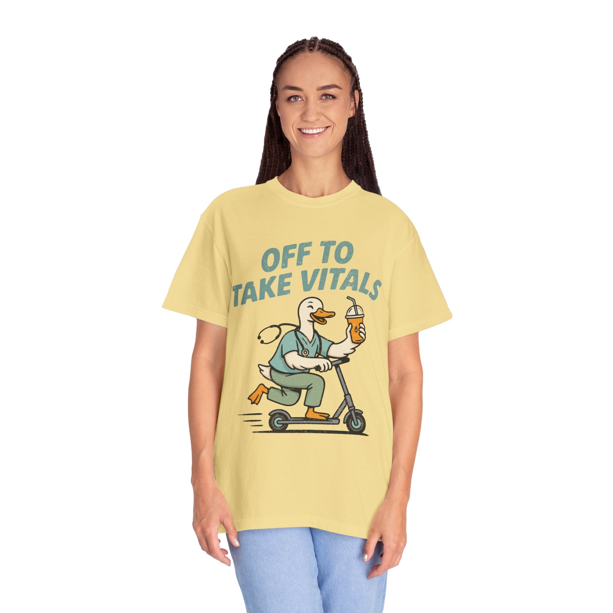 Funny Off To Take Vitals Comfort Colors Shirt, Duck Healthcare Worker Tee, Medical Humor Graphic T Shirt, Clinic Staff Gift
