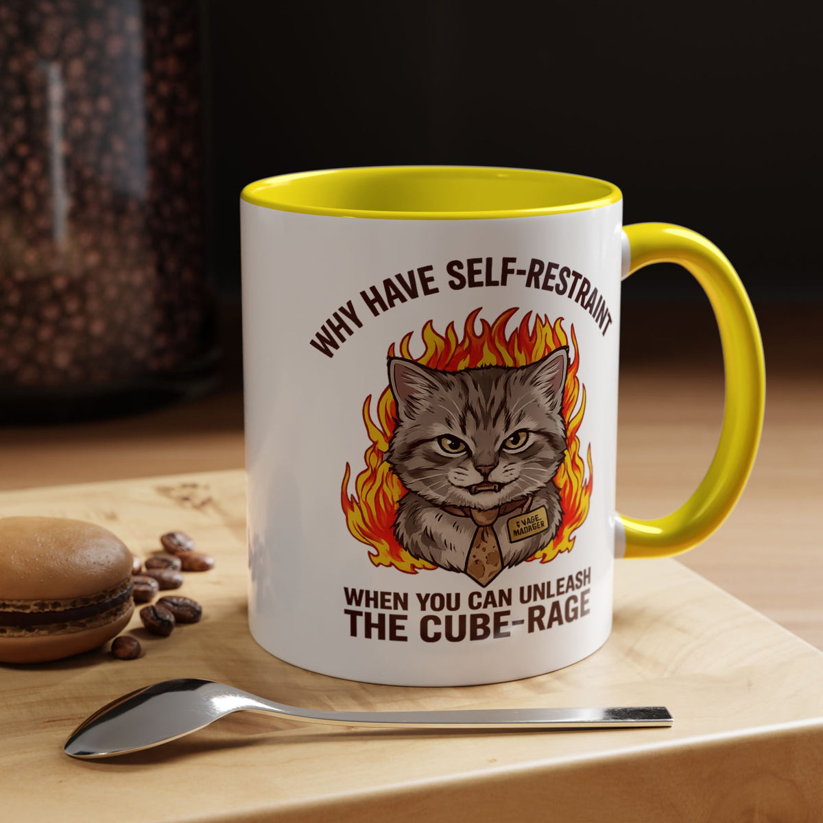 Funny Angry Cat Coffee Mug, Cube Rage Office Mug, Cat Lover Humor Gift, Workplace Stress Mug, Coworker Gift for Cat Owners