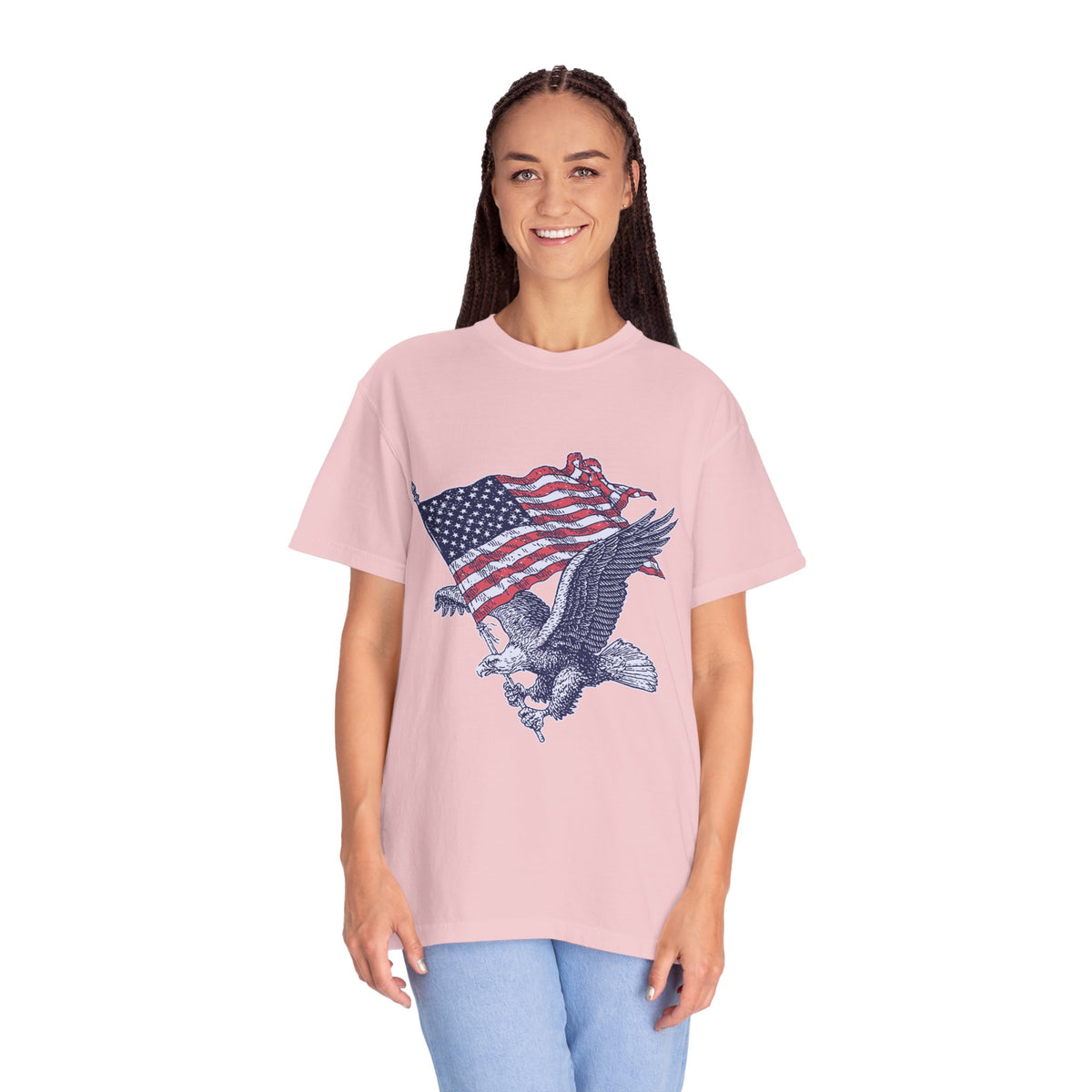 Bald Eagle American Flag Shirt, Retro Patriotic Graphic, Gift for USA Pride Fans, Fourth of July Celebrations and Everyday Clothing