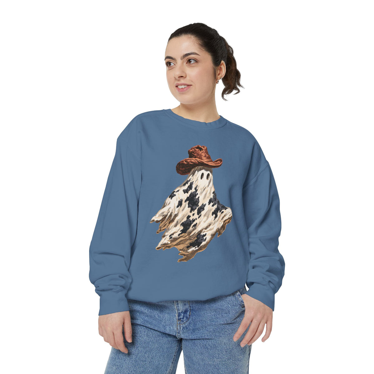 Western Ghost Halloween Sweatshirt, Cowboy Hat Spooky Pullover, Cute Vintage Fall Gift for Cowgirl, Country October Outfit for Women