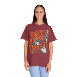 Coffee Lover Halloween Shirt, Freshly Brewed Coffee Ghost T-Shirt, Cute Spooky Season Gift for Barista and Caffeine Fan, Gift for Her