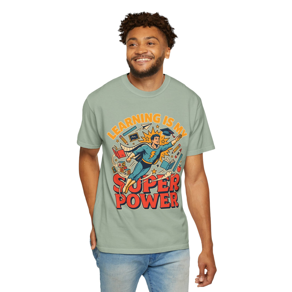 Teacher Appreciation Comfort Colors Shirt, Learning Is My Super Power Teacher Tee, Elementary School Teacher Gift, Back to School Shirt