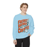 Coffee Lover Halloween Sweatshirt, Freshly Brewed Coffee Ghost Pullover, Cute Spooky Season Gift for Barista and Caffeine Fan, Gift for Her