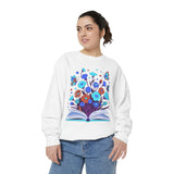 Book Lover Floral Sweatshirt, Open Book and Wildflower Crewneck, Reader Librarian Gift, Cozy Literary Pullover for Women and Teachers