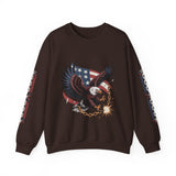 Patriotic Eagle Freedom Sweatshirt, American Flag Crewneck, Broken Chain Military Style Pullover, Fourth of July Gift for Him or Her