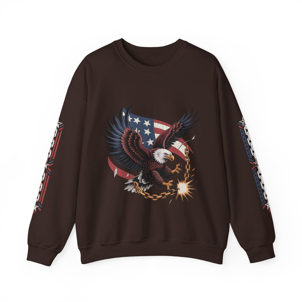 Patriotic Eagle Freedom Sweatshirt, American Flag Crewneck, Broken Chain Military Style Pullover, Fourth of July Gift for Him or Her