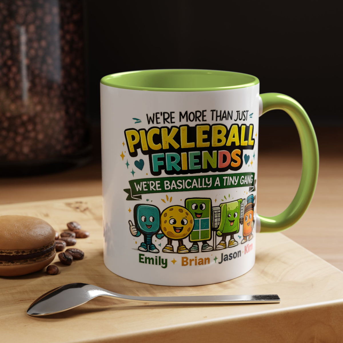Personalized Pickleball Friends Mug, Custom Pickleball Team Coffee Mug with Names, Funny Pickleball Gift for Teammates and Best Friends