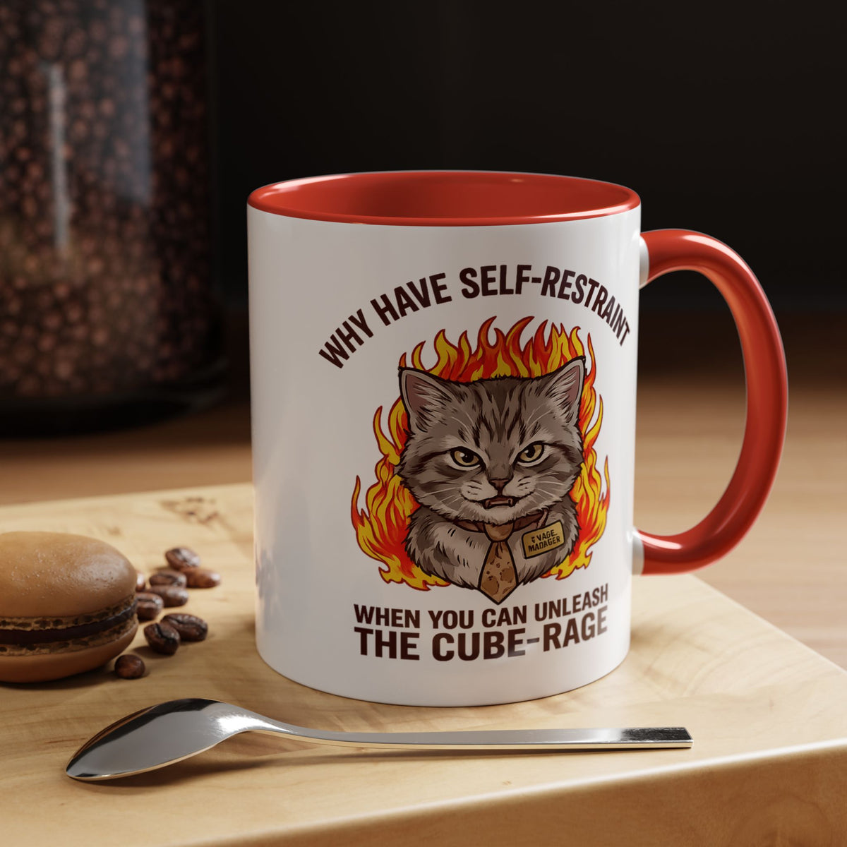 Funny Angry Cat Coffee Mug, Cube Rage Office Mug, Cat Lover Humor Gift, Workplace Stress Mug, Coworker Gift for Cat Owners